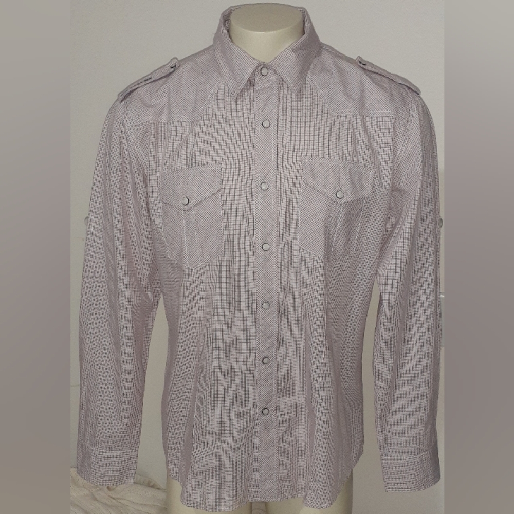 Monarchy Collection Mens Pearl - Snap Embroidered Long Sleeve Check Shirt XL